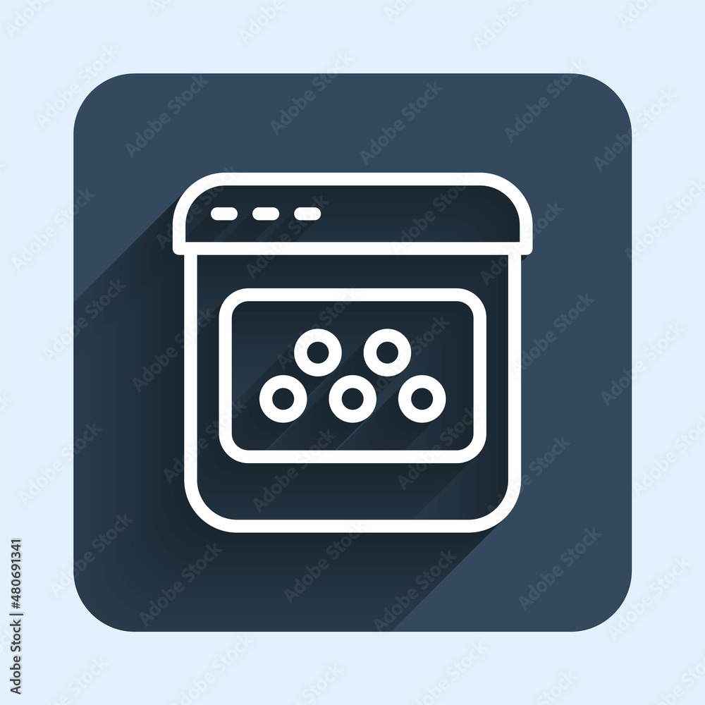 White line Taxi mobile app icon isolated with long shadow background. Mobile application taxi. Blue square button. Vector White line Taxi mobile app icon isolated with long shadow background. Mobile application taxi. Blue square button. Vector