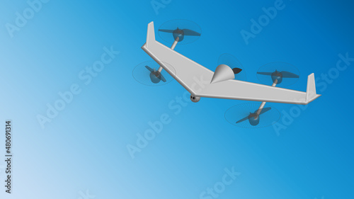 a VTOL military drone flying in the sky
