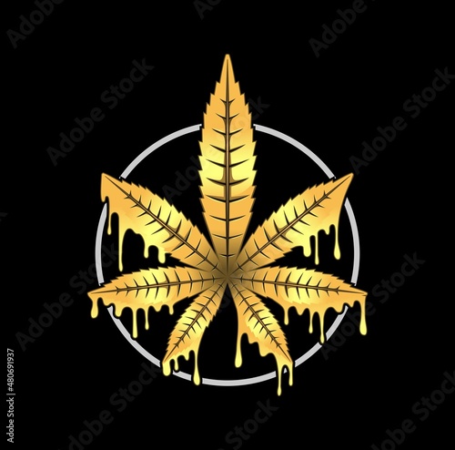 Gold cannabis marijuana leaf design illustration vector eps format , suitable for your design needs, logo, illustration, animation, etc.