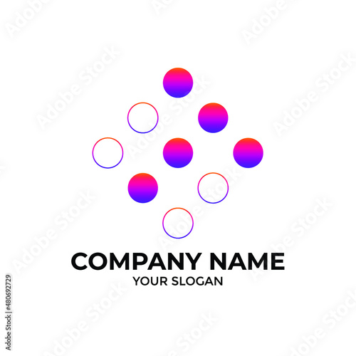Logo T dots with gradient color dot logo vector