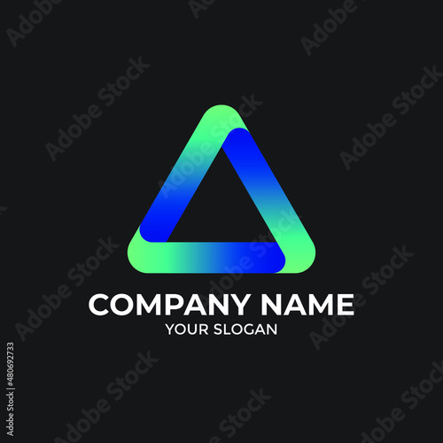 Triangle Logo with blue gradation color perfect for company tech logo