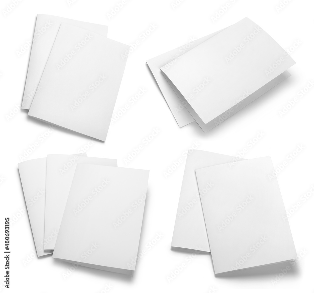 Collection of folded paper sheets, isolated on white background Collection of folded paper sheets, isolated on white background