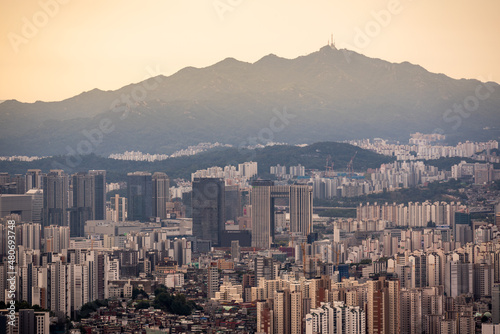Photography Seoul South Korea cityscape view from Inwangsan mountain