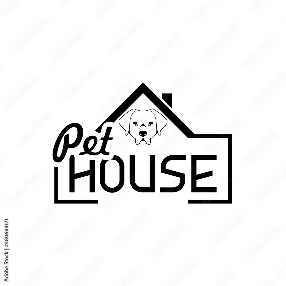 Pet House logo or Pet shelter icon isolated on white background