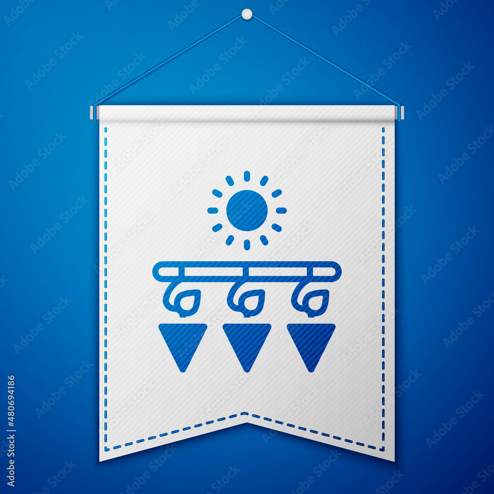 Blue Drying grapes icon isolated on blue background. Dried grapes. White pennant template. Vector Blue Drying grapes icon isolated on blue background. Dried grapes. White pennant template. Vector