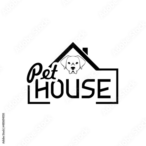 Pet House logo or Pet shelter icon isolated on white background