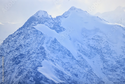 mountains snowy peaks  abstract landscape winter view