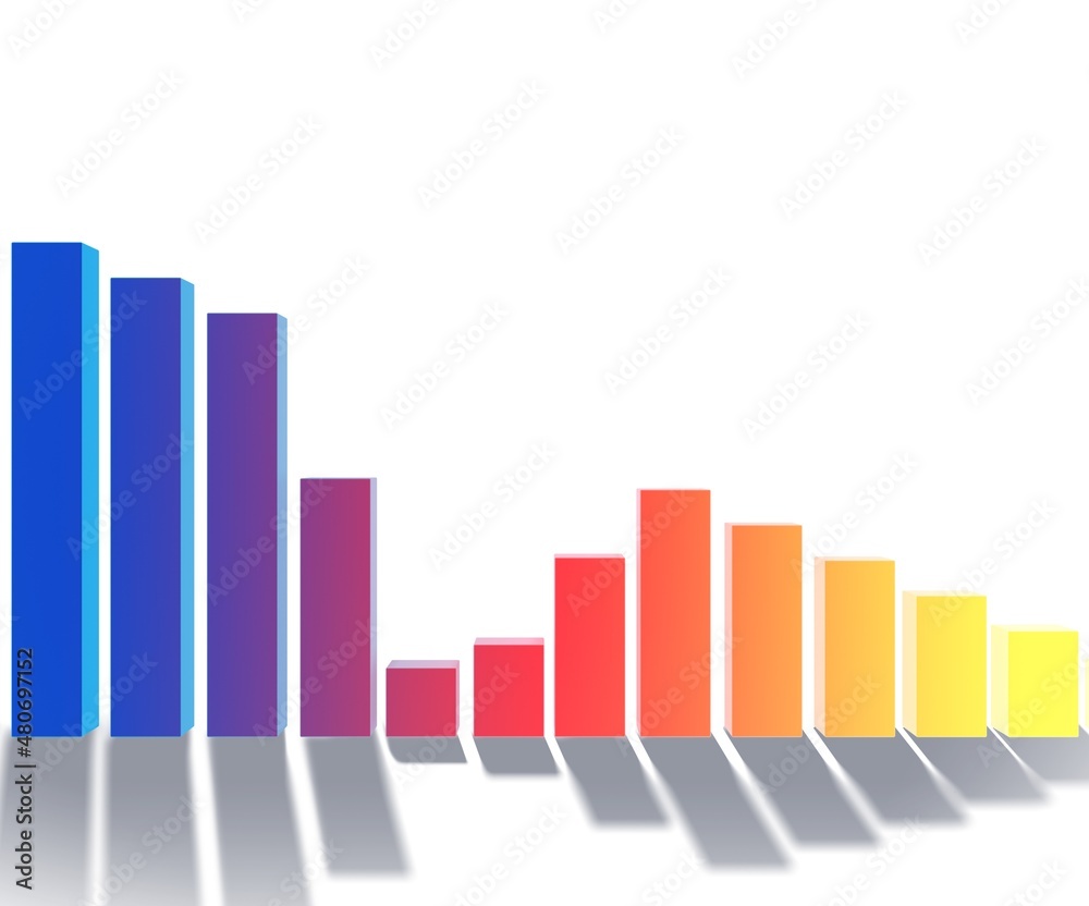 The bar chart showing growth - 3d rendering The bar chart showing growth - 3d rendering