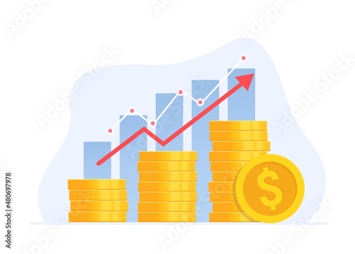 Income growth concept. Investment management. Successful Investments. Stock market vector illustration. photo