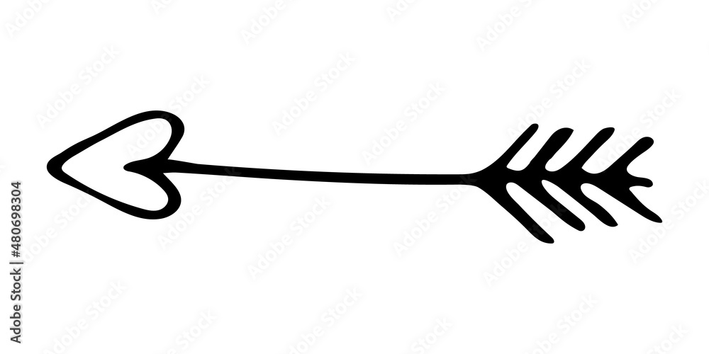 Hand drawn heart-tipped arrow. Vector love clipart. Valentine's day. Hand drawn heart-tipped arrow. Vector love clipart. Valentine's day.
