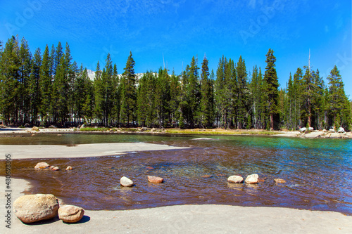 The mountains surrounds Tenaya lake