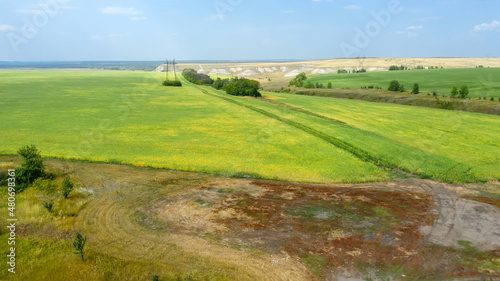 Aerial view of agricultural fields in Belogorye  Voronezh region
