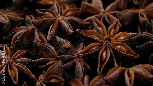 Dry Star anise spice close up