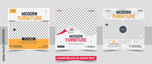 set of furniture sale social media post template