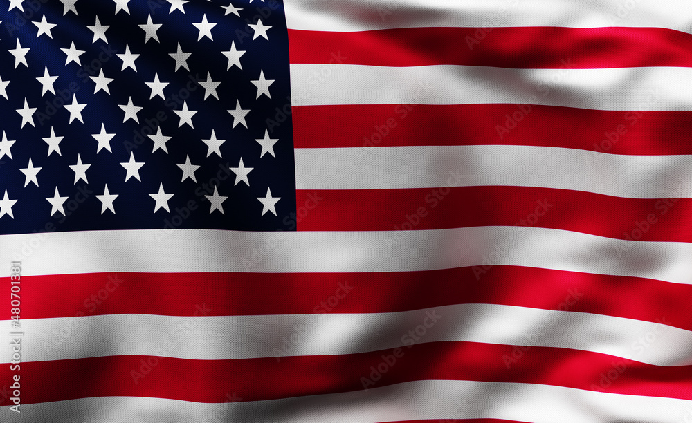 Naklejka premium Close up of a flag of United States of America. 3d rendering