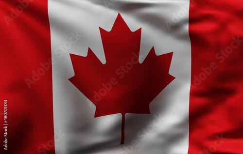 Close up of a flag of Canada. 3d rendering