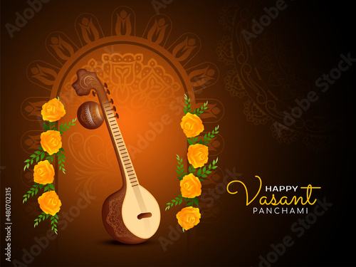 Happy Vasant Panchami festival of wisdom and art celebration background