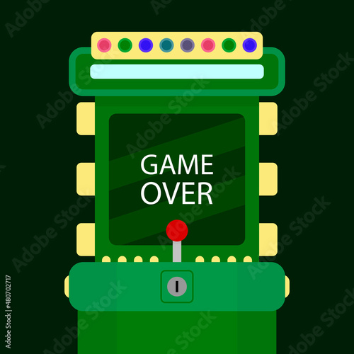 Game over arcade banner, end of playing in computer game photo