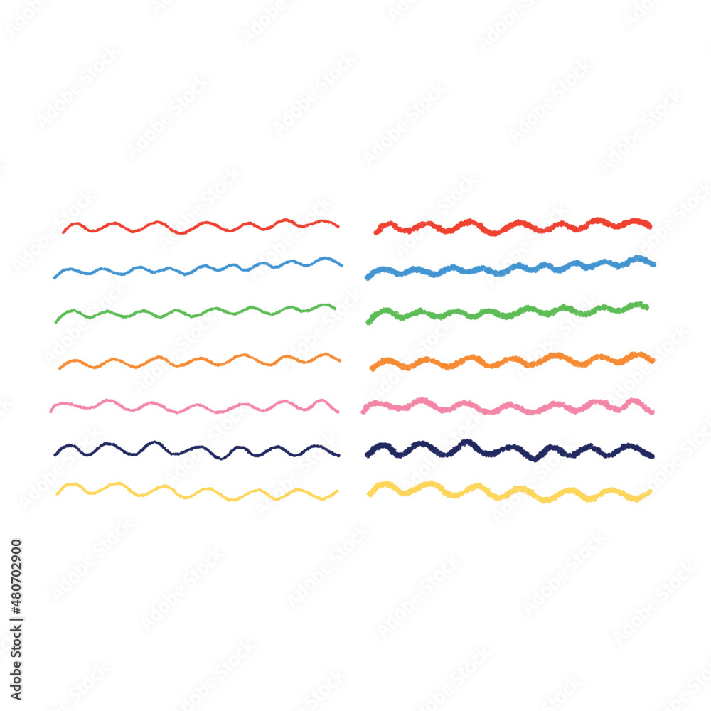 Colorful lines drawn with crayons. Vector brush stroke illustration set ...