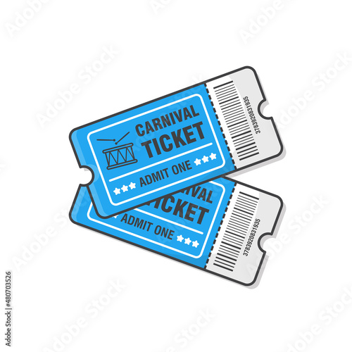 Two Carnival Tickets Vector Icon Illustration. Ticket For Entrance To The Event