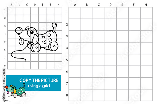 Fotografija Vector illustration of grid copy picture educational puzzle game with doodle sor