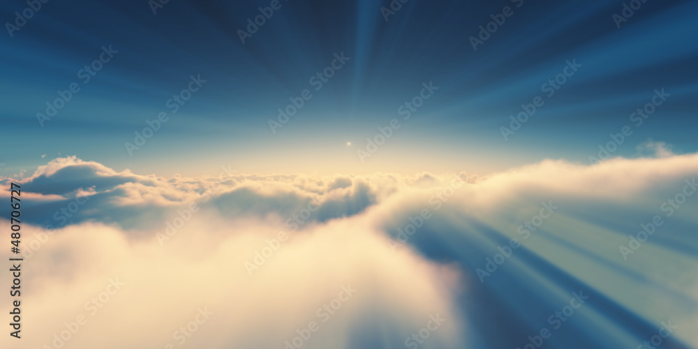 above clouds sunrise sun ray illustration