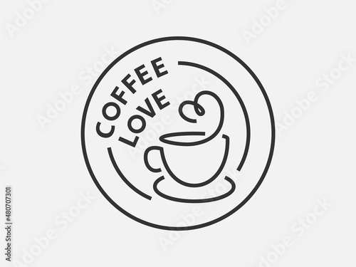 Coffee logo design for coffeeshop or cafe. Espresso or cappuccino vector sign. Creative black and white logotype, trendy line icon.