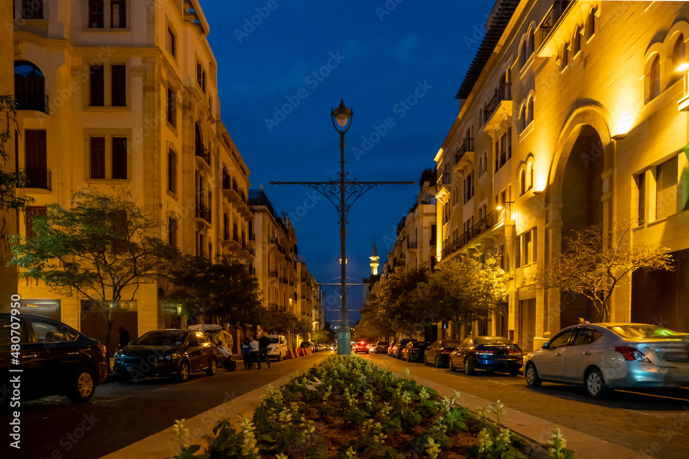 Obraz premium Beirut, Lebanon - Jan 1st 2022, modern area in Beirut downtown