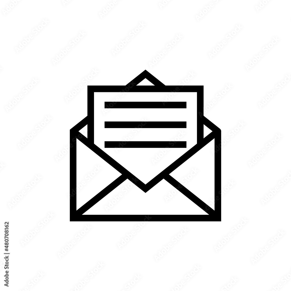 Outline email icon isolated on white background Outline email icon isolated on white background
