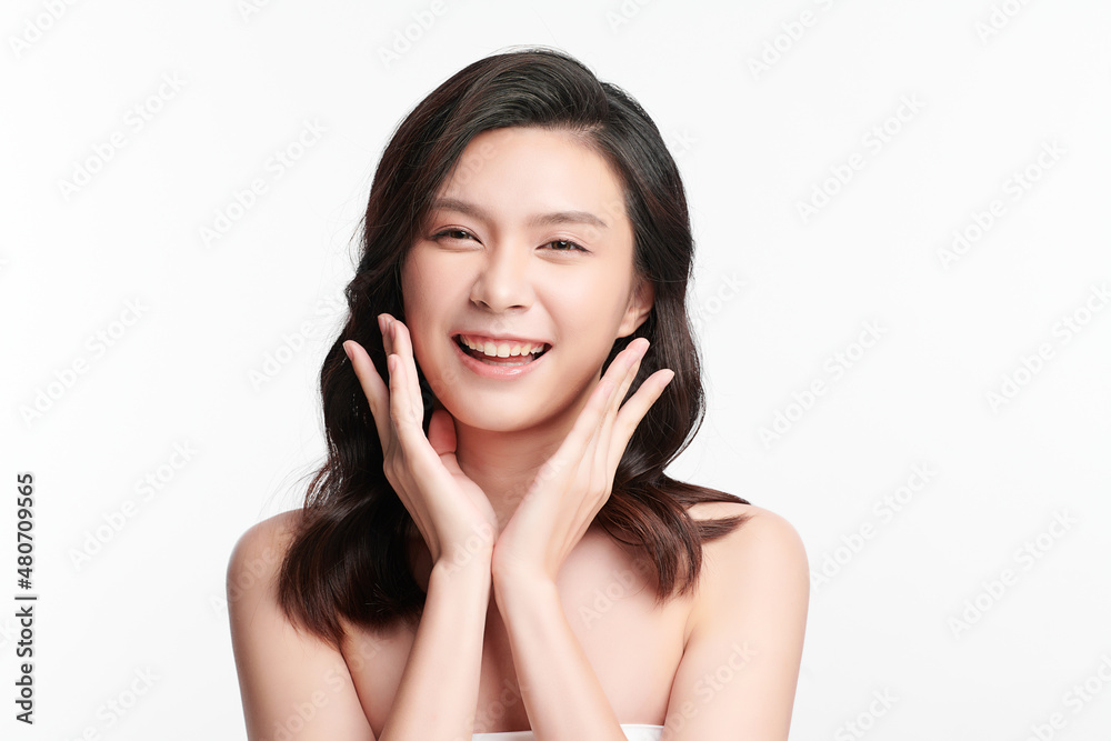 Beautiful young asian woman with clean fresh skin on white background, Face care, Facial treatment, Cosmetology, beauty and spa, Asian women portrait. Beautiful young asian woman with clean fresh skin on white background, Face care, Facial treatment, Cosmetology, beauty and spa, Asian women portrait.