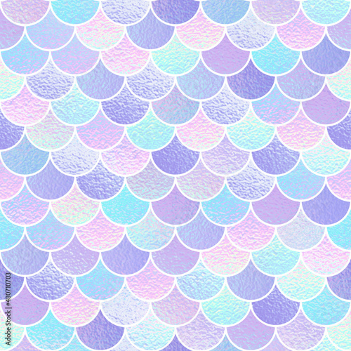 Abstract seamless pattern. Scale animal background. Fish watercolor texture. Repeated skin fish. Repeating holographic pattern fishscale. Design summer prints. Holograph backdrop. Vector illustration