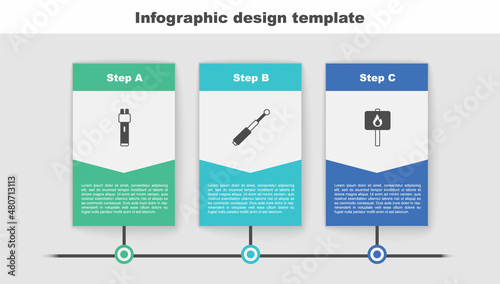 Set Police electric shocker, Telescopic baton and Protest. Business infographic template. Vector