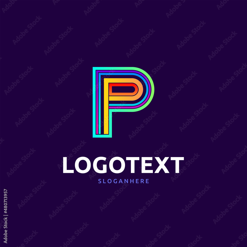 P letter colorful logo abstract design. P alphabet logo P letter colorful logo abstract design. P alphabet logo