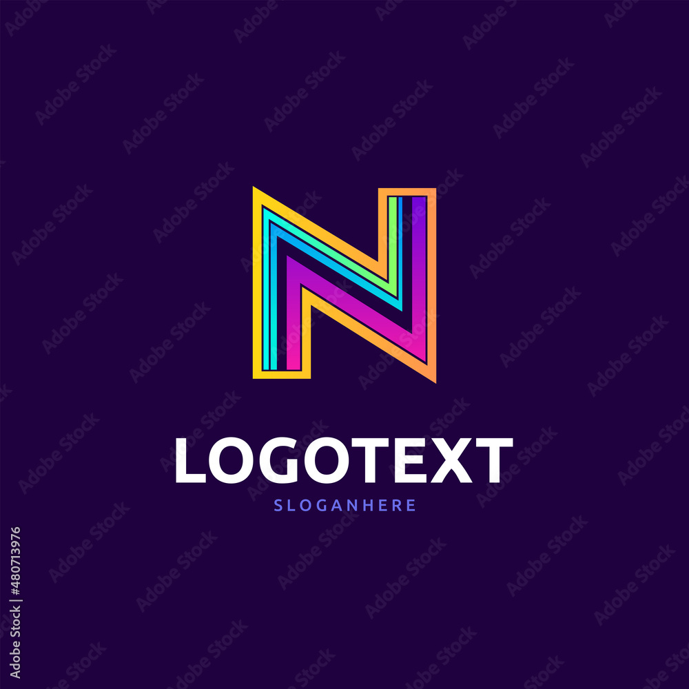 N letter colorful logo abstract design. N alphabet logo