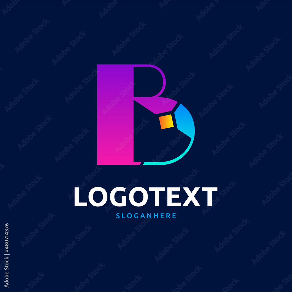 B letter colorful logo abstract design. B alphabet logo B letter colorful logo abstract design. B alphabet logo