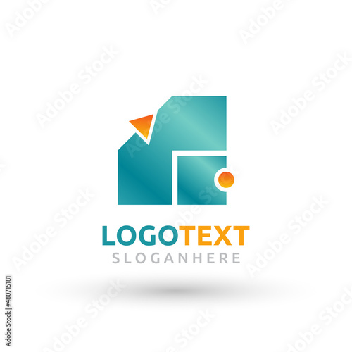 letter A logo. shape logo. blue geometric logo