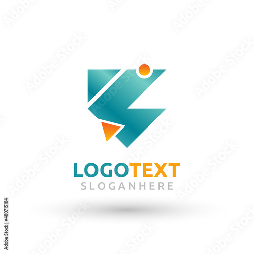 Free Download letter Z logo. shape logo. blue geometric logo - GFXLoad