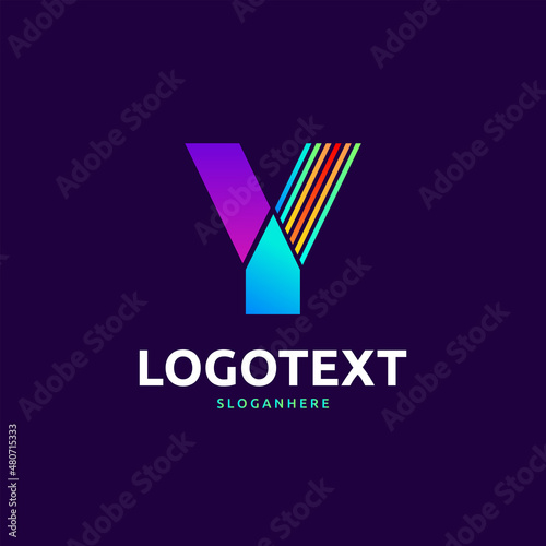 Y letter colorful logo abstract design. Y alphabet logo