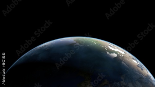 Fototapeta Naklejka Na Ścianę i Meble -  Close up of Earth planet on black background. 8k resolution of 3d planet illustration
