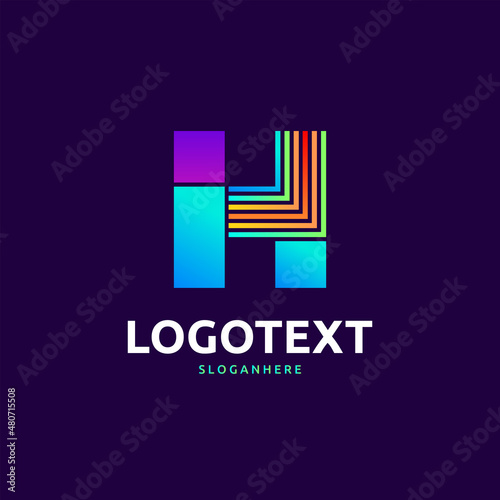 H letter colorful logo abstract design. H alphabet logo