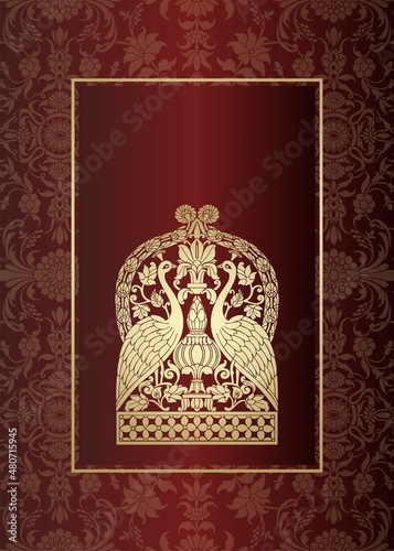 peacocks, feathers ,wedding card design, royal India 