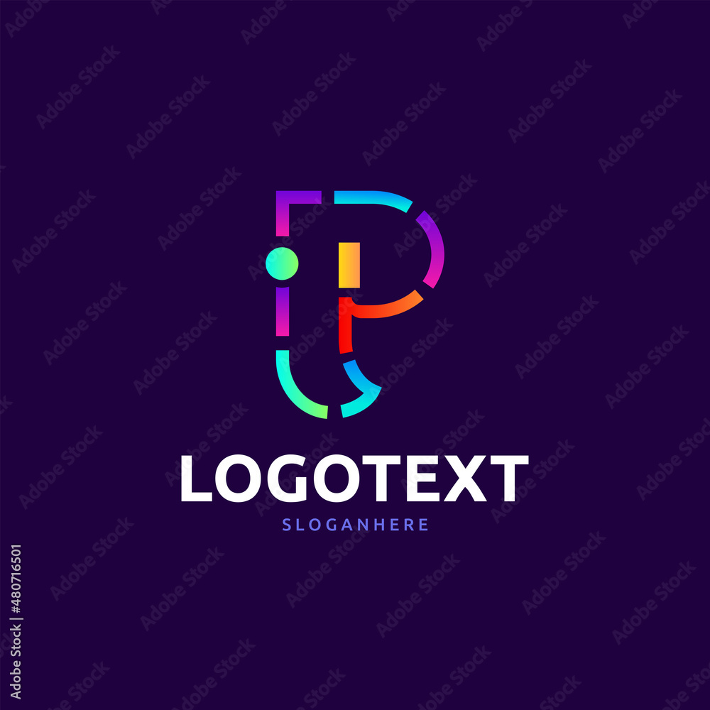 P letter colorful logo abstract design. P alphabet logo