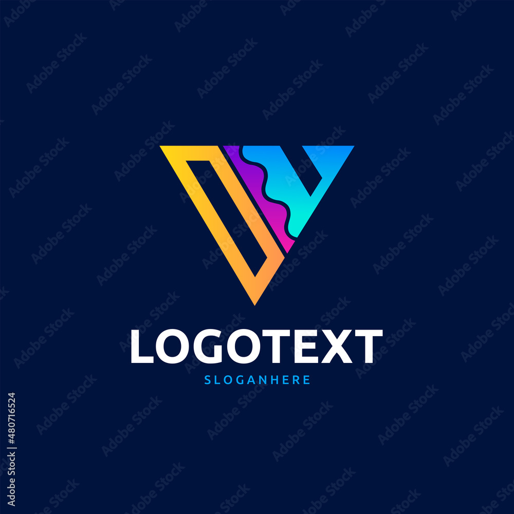 V letter colorful logo abstract design. V alphabet logo V letter colorful logo abstract design. V alphabet logo