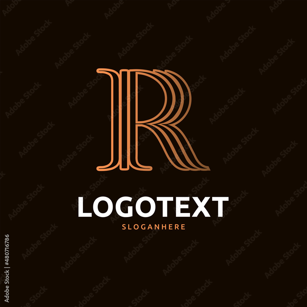 R letter golden logo abstract design. R alphabet golden logo R letter golden logo abstract design. R alphabet golden logo