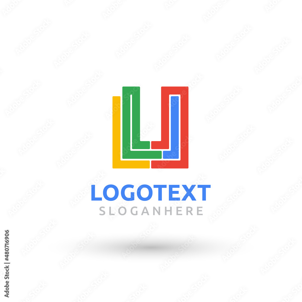 letter U logo. flat colorful logo. geometric shape logo