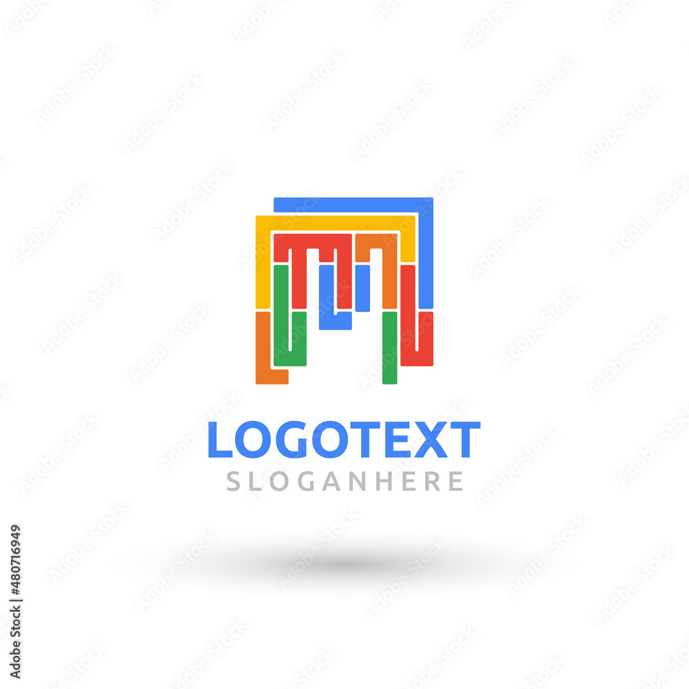 letter M logo. flat colorful logo. geometric shape logo letter M logo. flat colorful logo. geometric shape logo