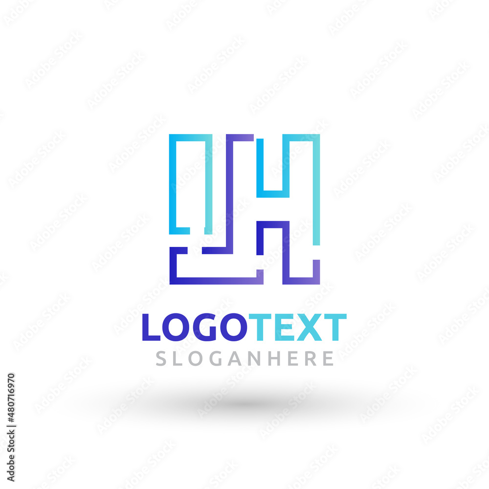 H letter colorful logo abstract design. H alphabet logo