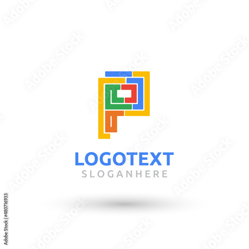 Free Download letter P logo. flat colorful logo. geometric shape logo - GFXLoad