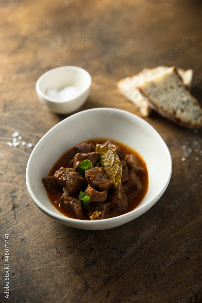 Traditional beef ragout with bay leaf Traditional beef ragout with bay leaf