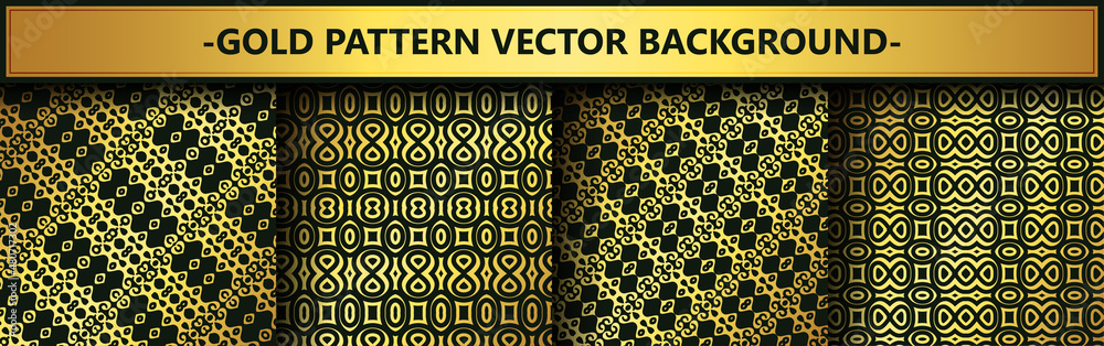 Fototapeta premium Collection gold and black seamless pattern background